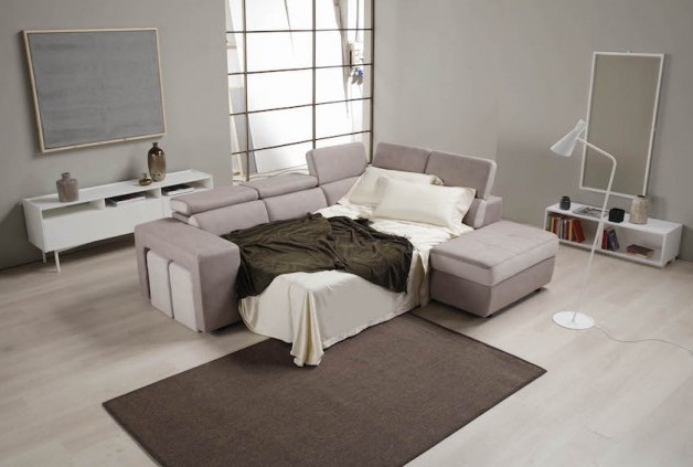 MODELLO POSITANO ANGOLARE CON LETTO ESTRAIBILE POUF CONTENITORE